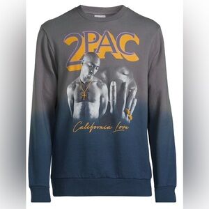 Tupac Shakur Men’s California Love Crewneck Sweatshirt with Long Sleeves